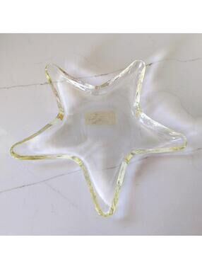 Vintage clear glass organic freeform star-shaped starfish trinket tray